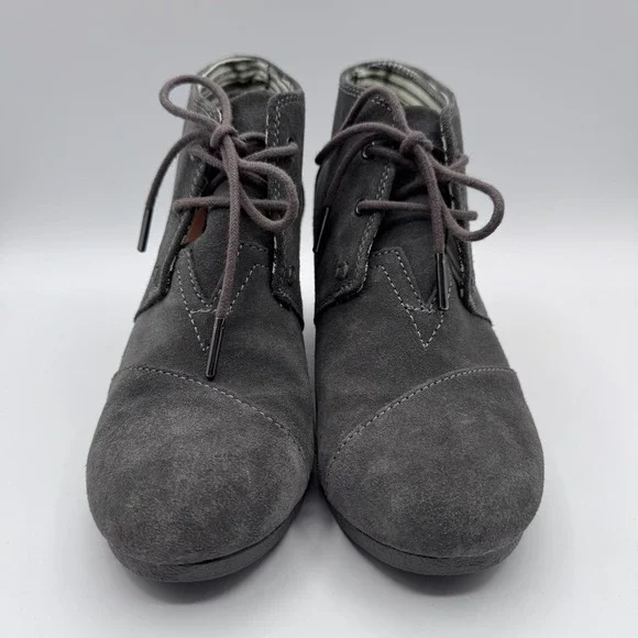 TOMS Womens Desert Wedge Shoes Size 8 Castlerock Gray Suede Ankle Booties - Picture 5 of 12